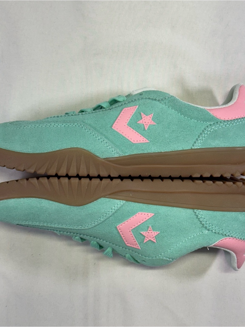 Converse Suede Sneakers in Mint Green & Pink